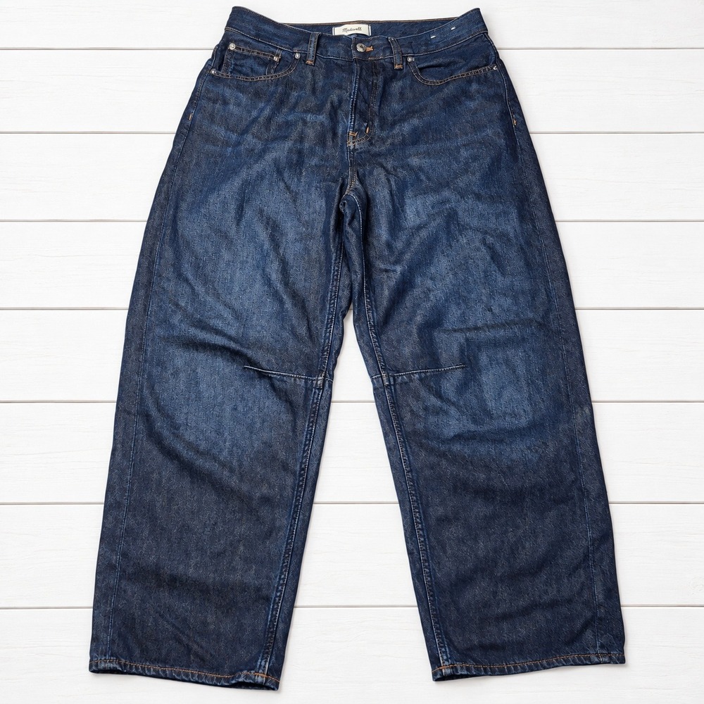 Madewell Curvy Darted Barrel Leg Jeans Button Fly Soft Drape Dark Wash Blue 29 - Picture 3 of 11